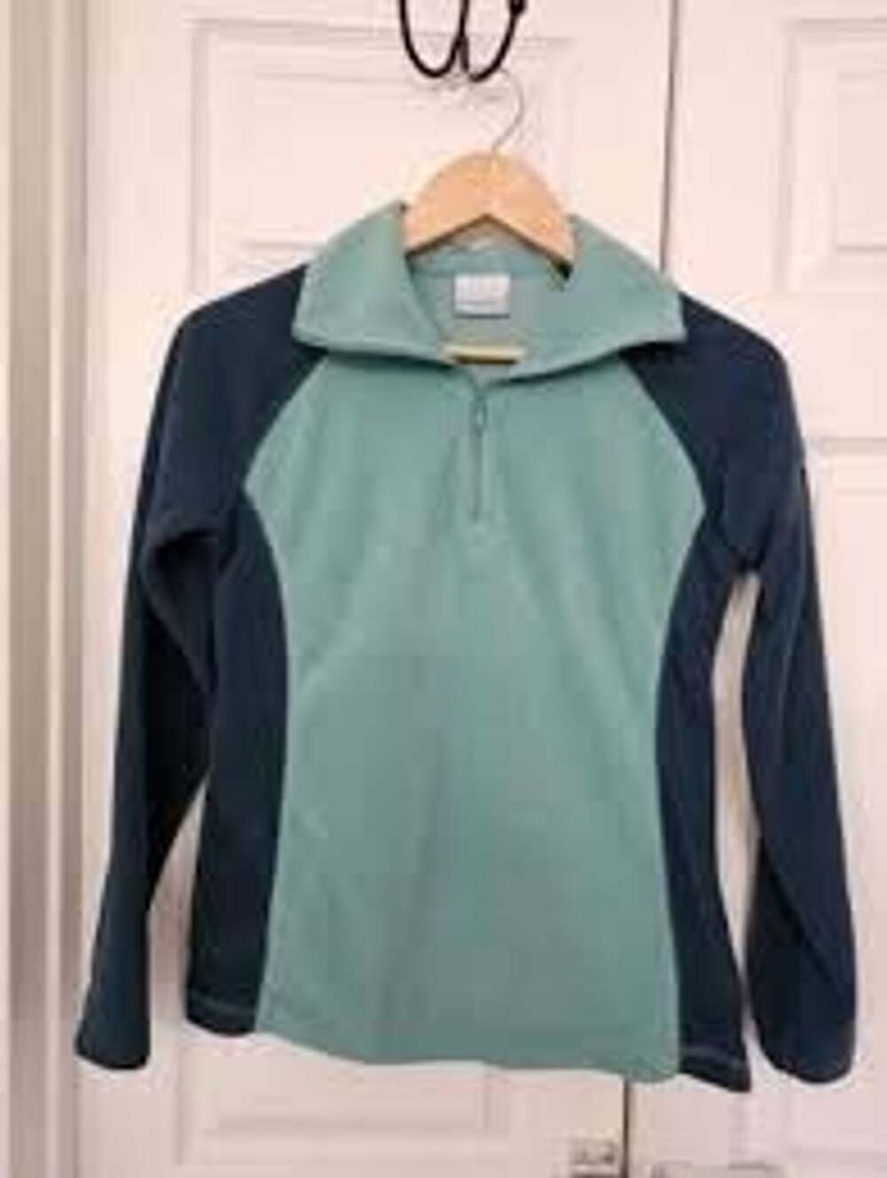 Columbia Two-Tone Green Lightweight Fleece Half-Zip Pullover Sz XL